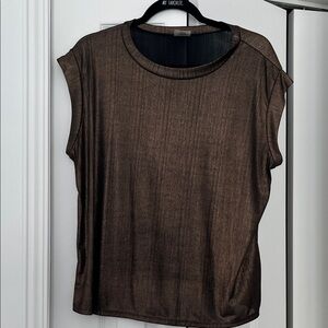 Wrapper Metallic Bronze Cap-Sleeve Tank Top